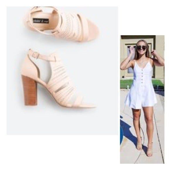 Shoes - Violet & Red Stitchfix  Heel Blush 8.5 biege cream buckle strap square heel.